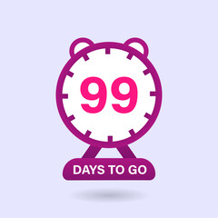 99 Days to go. Countdown timer. Clock icon. 99 days left to go Promotional banner Design