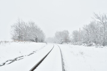 Obraz premium Snowy Train Tracks