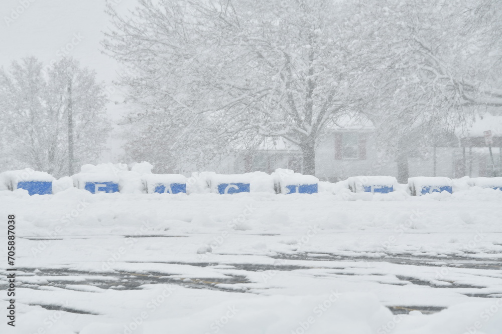 Wall mural snow in a parking lot