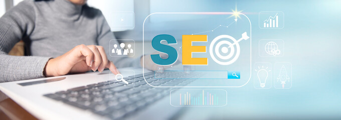 Obraz na płótnie Canvas SEO Search engine optimisation digital marketing business technology concept