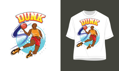 Fototapeta na wymiar Slam Dunk Basketball sport graphic for young design t shirt print, basketball retro vintage typography Graphic Vector Tshirt Illustration 