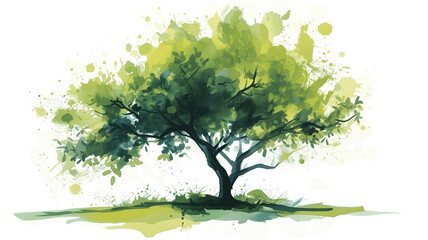 Watercolor Tree on white background