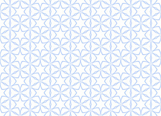 Abstract Seamless Geometric Stars and Hexagons Light Blue Pattern.