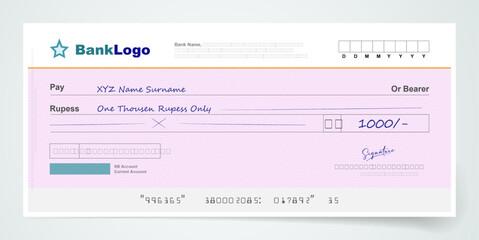 Elegant Bank Check Vector Template with Modern Design