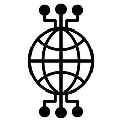 Global Ai solid glyph icon