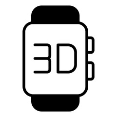 3D Smartwatch solid glyph icon