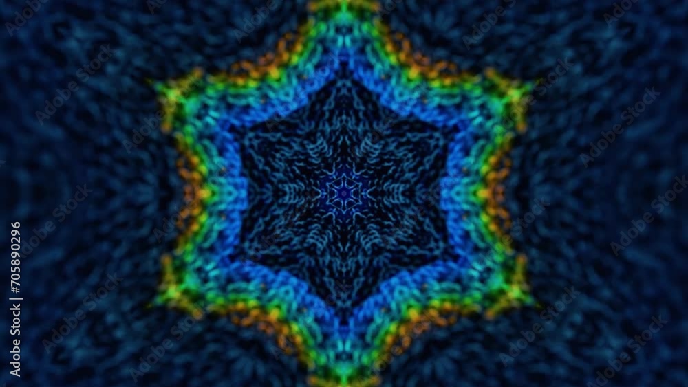 Poster abstract multicolored particles fluid isolated on black. fluid art flowing effect. psychedelic color