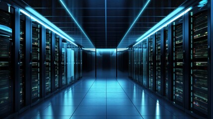 Fototapeta premium Data centers build state of the art data centers. AI generated