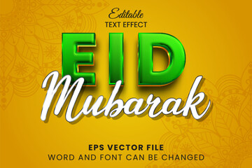 Eid mubarak 3d editable vector text effect. Islamic mubarak text style