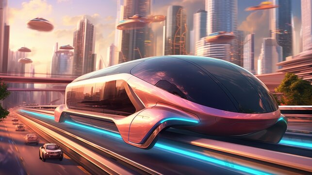 Future of transportation illustrations depicting. AI generated