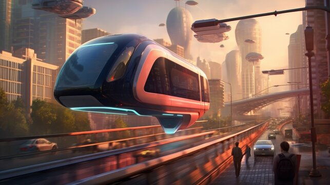 Future of transportation illustrations depicting. AI generated