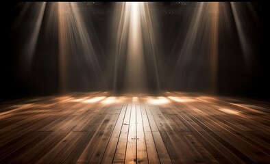 Wooden Floor Illuminated by Three Spotlights
