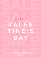 Valentines day vector flyer template with 30% sale and discount special offers.Vector illustrations for social media banners and website. Happy valentine design vector.