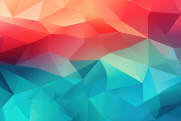 Obraz premium Vibrant Geometric Canvas, Red & Teal Low Poly Background