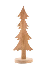 Wooden Christmas tree shape isolated on white with clipping path