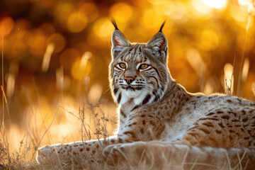 The elegance of a Bobcat in the warm glow of the sunset