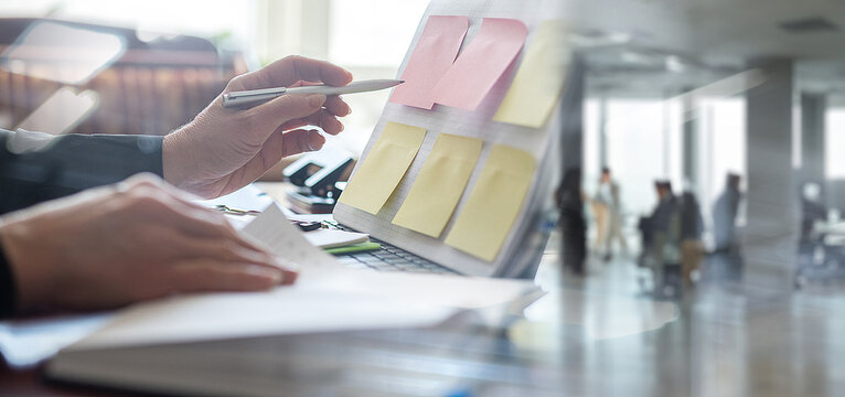 Businesswomen working with business industry work plans.