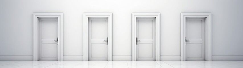 A Row of White Doors in an Empty Room