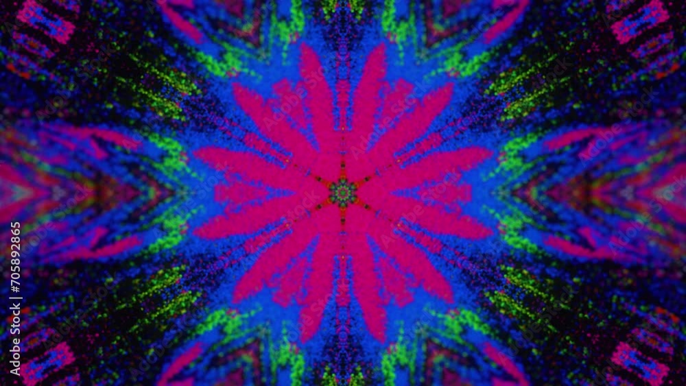 Poster abstract multicolored particles fluid isolated on black. fluid art flowing effect. psychedelic color