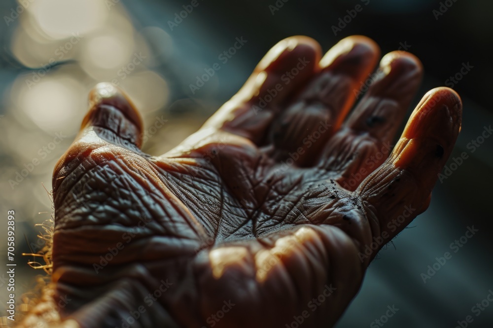 Aufkleber A detailed close-up of a person's hand holding an object. This versatile image can be used to convey concepts such as possession, control, support, or assistance. Ideal for various design projects