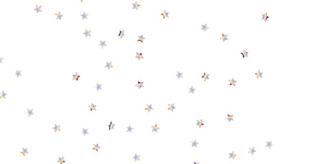 sparkling Christmas confetti falling isolated on white. magic shining flying stars glitter backdrop, sparkle border