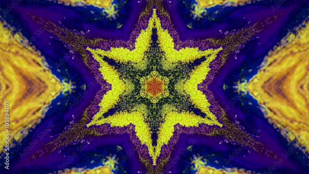 Poster abstract multicolored particles fluid isolated on black. fluid art flowing effect. psychedelic color