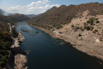 Zambia Zambezi river on a sunny winter day