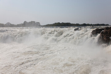 Zambia Zambezi Ngonye waterfall on a sunny autumn day