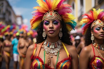 Obraz premium Carnival Extravaganza: Vibrant Celebration in the Heart of Brazil