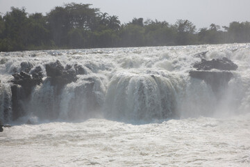 Zambia Zambezi Ngonye waterfall on a sunny autumn day