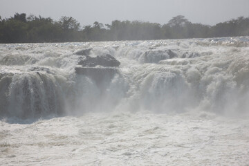 Zambia Zambezi Ngonye waterfall on a sunny autumn day