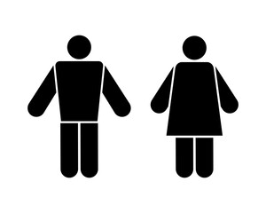 Man and woman icons for web and mobile black vector icon. Modern minimalistic flat design. On a white background. Men, women, ladies and gentlemen depict toilet symbols.