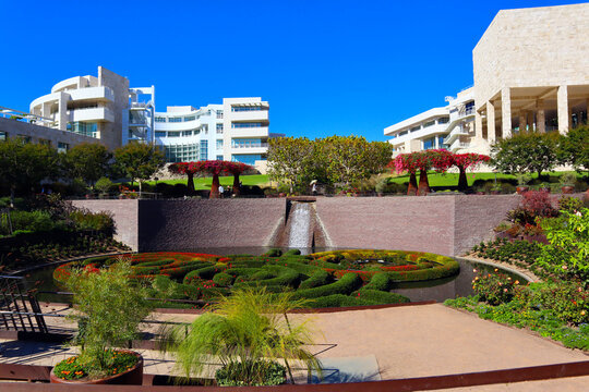Los Angeles, California &ndash; November 2, 2023: view of Robert Irwin's Central Garden at The Getty Center Museum