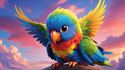 Beautiful multi colour  macaw parrot on a tree branch, Cute beautiful bird wallpaper