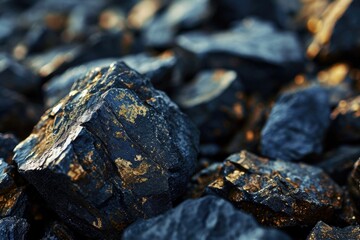 A close-up view of a pile of rocks. This image can be used to represent nature, construction, or stability