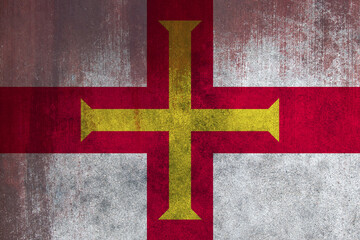 Flag of Guernsey, Fabric flag of Guernsey, Guernsey National Flag, Fabric and Texture Flag Image of Guernsey.