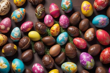 Fototapeta na wymiar Chromatic Eggstravaganza: A Whimsical Collection of Easter Delights