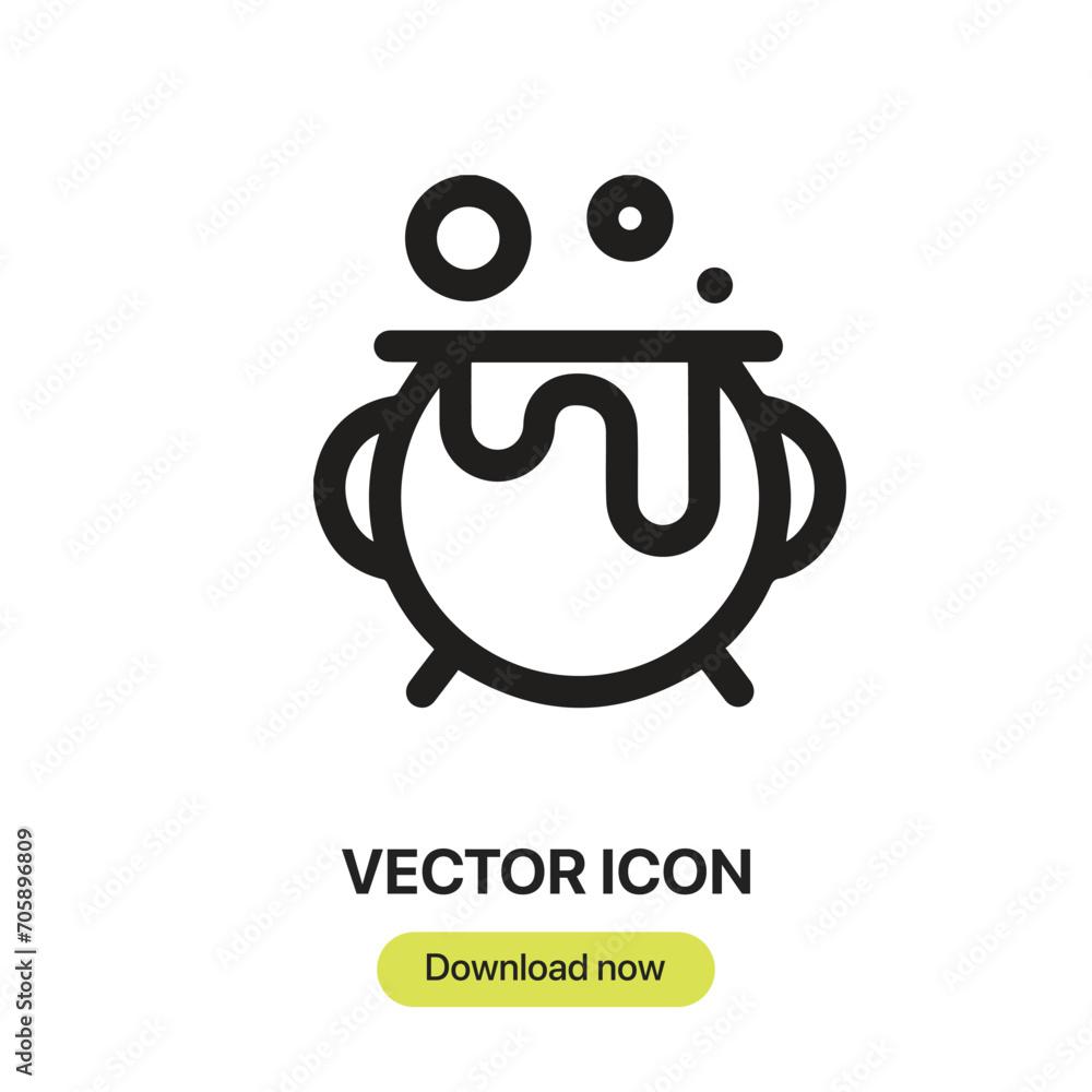 Poster cauldron icon vector. linear-style sign for mobile concept and web design. cauldron symbol illustrat