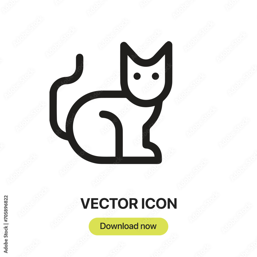 Leinwandbilder cat icon vector. linear-style sign for mobile concept and web design. cat symbol illustration. pixel