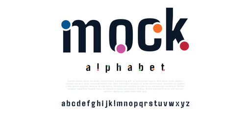 Mock Modern minimal abstract alphabet fonts. Typography technology, electronic, movie, digital, music, future, logo creative font. vector illustration - obrazy, fototapety, plakaty
