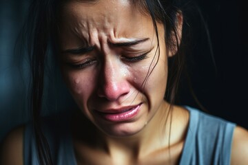 Fototapeta premium A crying adult woman in despair.