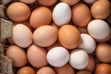 Eggs in a cardboard box. Chicken eggs background.  Close-up. Background.