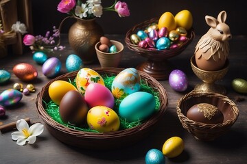 Fototapeta na wymiar Easter Kaleidoscope: A Vibrant Array of Colorful Easter Eggs