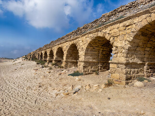 Ancient Roman Aqueduct At Caesarea