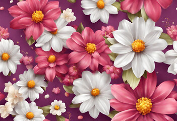 Fototapeta premium Flowers, wallpaper with beautiful flowers for decoration, v2