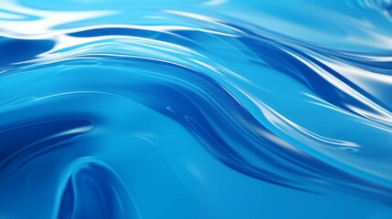 Blue liquid texture of water or paint, abstract background with a fluid wet surface