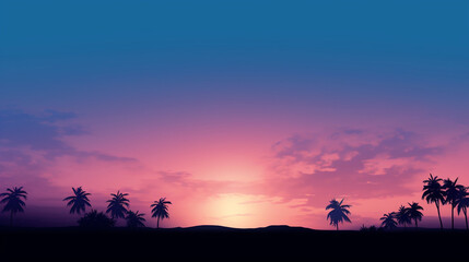 Obraz premium Sunset Horizon: Silhouette of a tranquil sunset with a gradient sky, providing a calming backdrop for showcasing products or adding text, Background, Copy Space