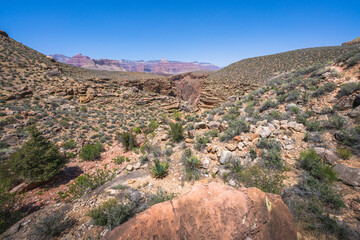 hiking the tonto trail in the grand canyon national park, arizona, usa