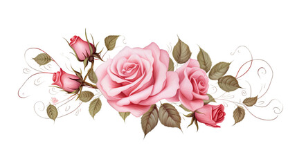  bouquet of pink roses isolated on transparent background. ,Valentine's day greeting card templates with realistic of beautiful  rose ,.valentines ,love concept .