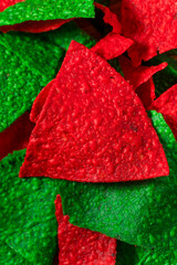 Festive Red and Green Christmas Tortilla Chips